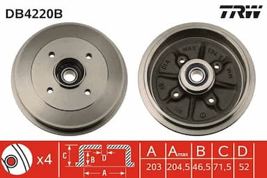 Bremžu trumulis TRW DB4220B 2