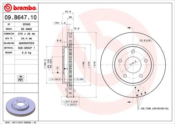 Bremžu diski BREMBO 09.B647.11 1