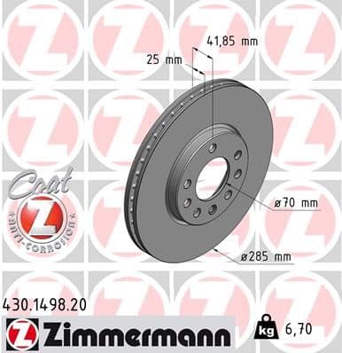 Bremžu diski ZIMMERMANN 430.1498.20 1