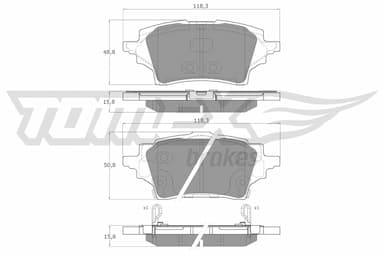 Bremžu uzliku kompl., Disku bremzes TOMEX Brakes TX 19-83 1