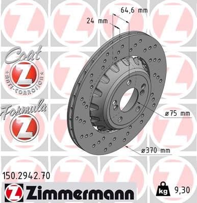 Bremžu diski ZIMMERMANN 150.2942.70 1