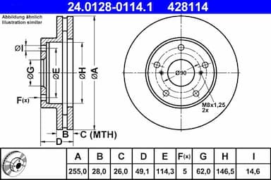 Bremžu diski ATE 24.0128-0114.1 1