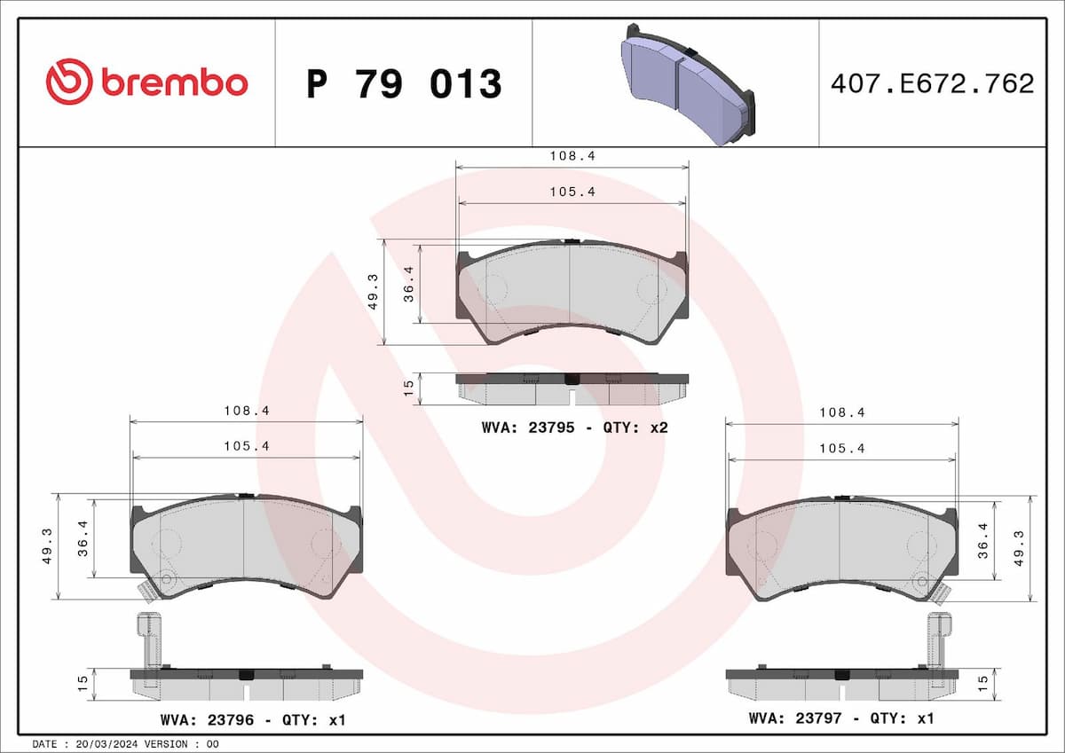 Bremžu uzliku kompl., Disku bremzes BREMBO P 79 013 1