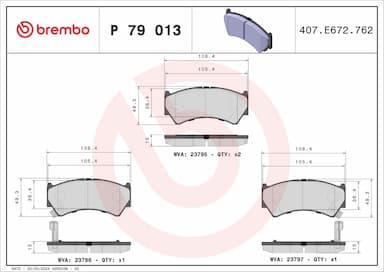 Bremžu uzliku kompl., Disku bremzes BREMBO P 79 013 1