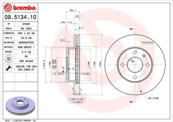 Bremžu diski BREMBO 09.5134.10 1