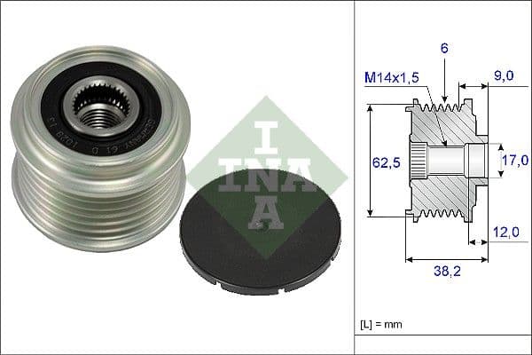 Ģeneratora brīvgaitas mehānisms INA 535 0219 10 1