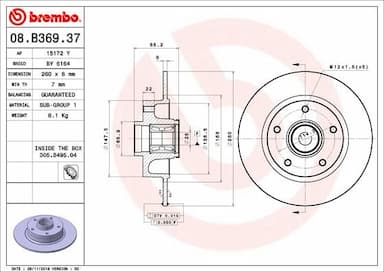 Bremžu diski BREMBO 08.B369.37 1