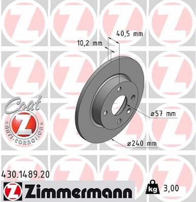 Bremžu diski ZIMMERMANN 430.1489.20 1