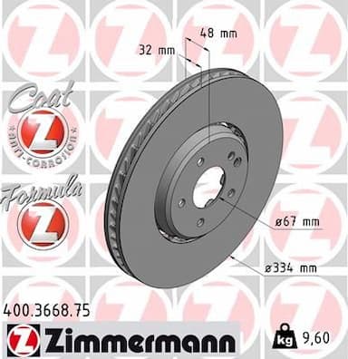 Bremžu diski ZIMMERMANN 400.3668.75 1