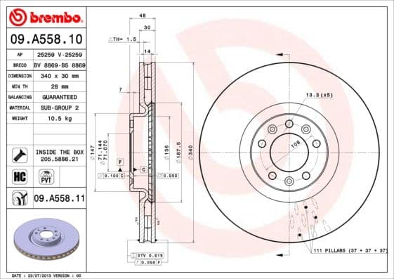 Bremžu diski BREMBO 09.A558.11 1