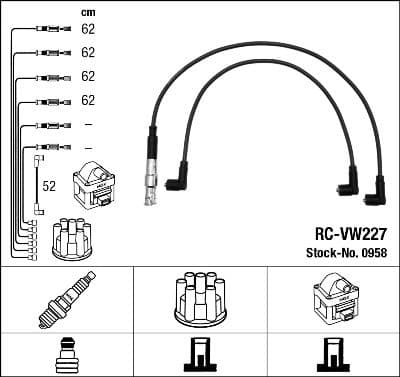 Augstsprieguma vadu komplekts NGK 0958 1