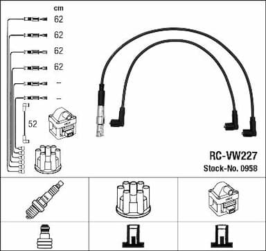 Augstsprieguma vadu komplekts NGK 0958 1