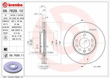 Bremžu diski BREMBO 09.7629.11 1