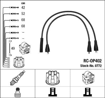 Augstsprieguma vadu komplekts NGK 0772 1