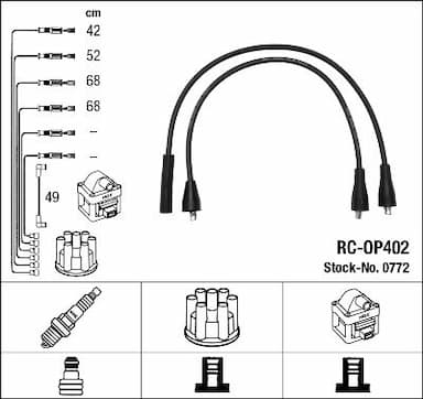 Augstsprieguma vadu komplekts NGK 0772 1