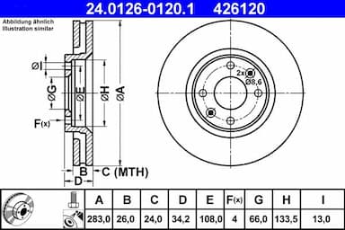 Bremžu diski ATE 24.0126-0120.1 1