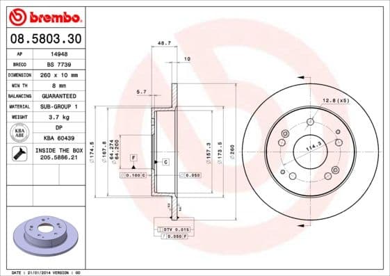 Bremžu diski BREMBO 08.5803.30 1