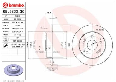 Bremžu diski BREMBO 08.5803.30 1