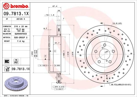 Bremžu diski BREMBO 09.7813.1X 1