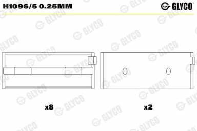 Kloķvārpstas gultnis GLYCO H1096/5 0.25mm 1