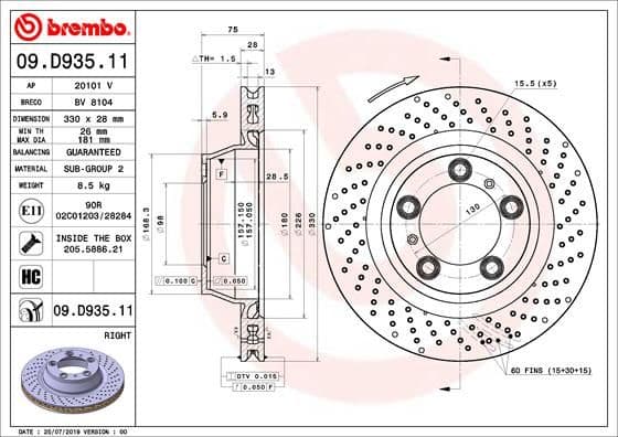 Bremžu diski BREMBO 09.D935.11 1