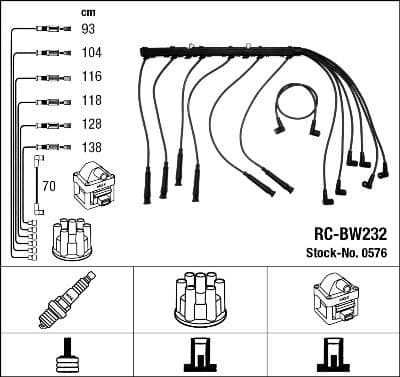 Augstsprieguma vadu komplekts NGK 0576 1