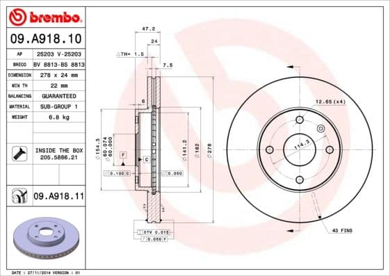 Bremžu diski BREMBO 09.A918.11 1