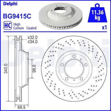 Bremžu diski DELPHI BG9415C 1