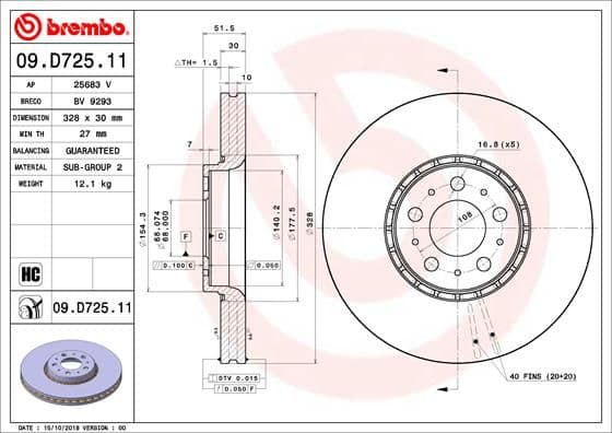 Bremžu diski BREMBO 09.D725.11 1