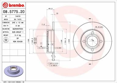 Bremžu diski BREMBO 08.5775.20 1