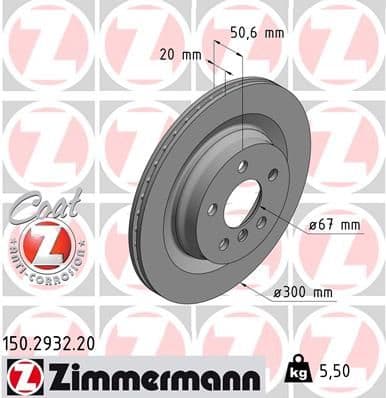 Bremžu diski ZIMMERMANN 150.2932.20 1