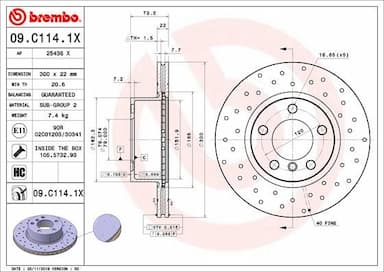 Bremžu diski BREMBO 09.C114.1X 1