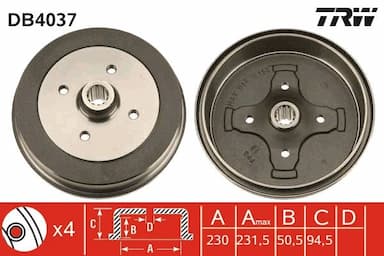 Bremžu trumulis TRW DB4037 1