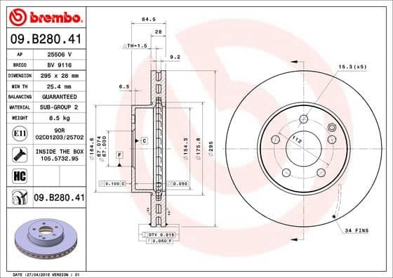 Bremžu diski BREMBO 09.B280.41 1