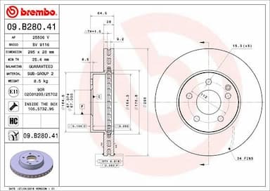 Bremžu diski BREMBO 09.B280.41 1