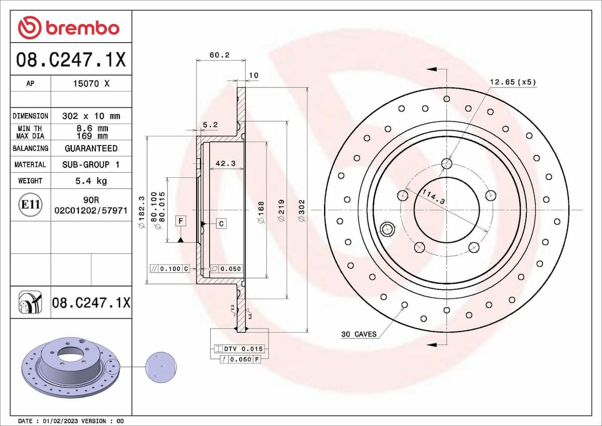 Bremžu diski BREMBO 08.C247.1X 1