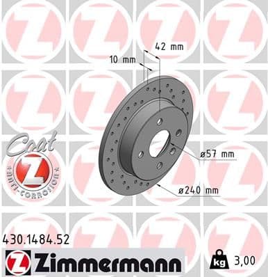 Bremžu diski ZIMMERMANN 430.1484.52 1