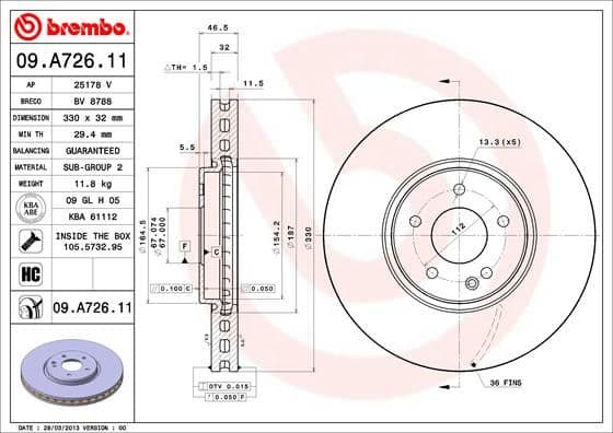 Bremžu diski BREMBO 09.A726.11 1