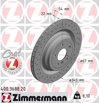 Bremžu diski ZIMMERMANN 400.3688.20 1