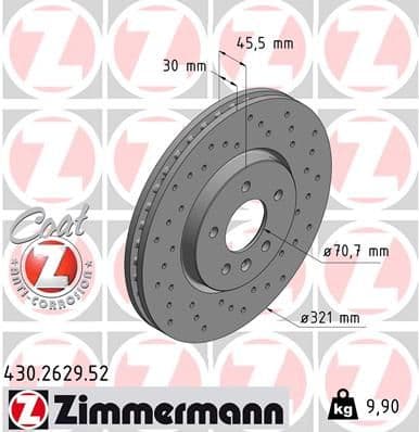 Bremžu diski ZIMMERMANN 430.2629.52 1