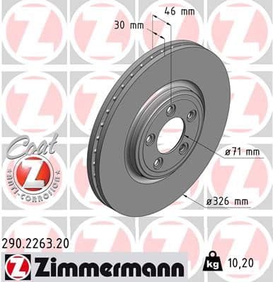 Bremžu diski ZIMMERMANN 290.2263.20 1