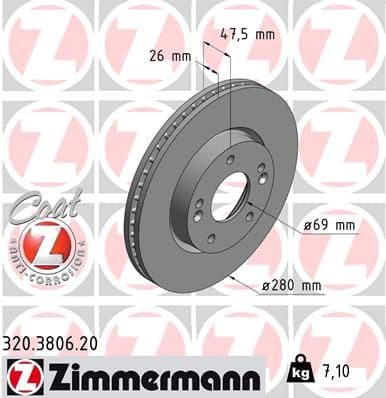 Bremžu diski ZIMMERMANN 320.3806.20 1