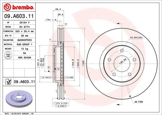 Bremžu diski BREMBO 09.A603.11 1