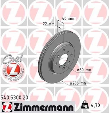 Bremžu diski ZIMMERMANN 540.5300.20 1