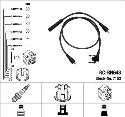 Augstsprieguma vadu komplekts NGK 7153 1