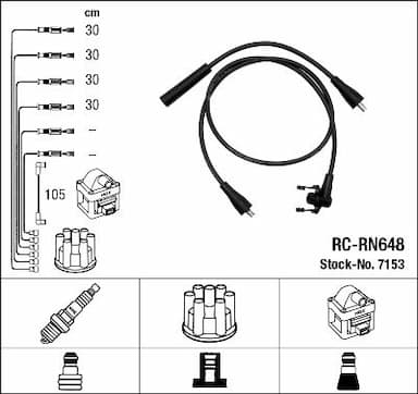 Augstsprieguma vadu komplekts NGK 7153 1