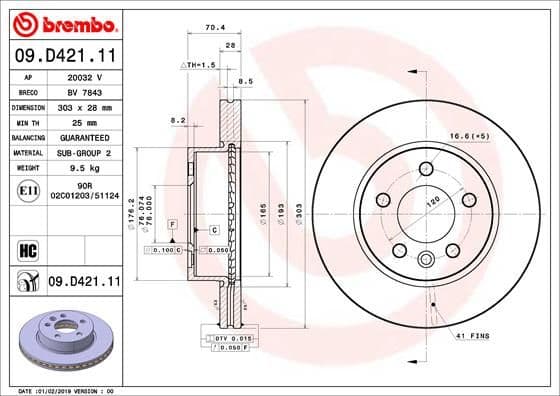 Bremžu diski BREMBO 09.D421.11 1