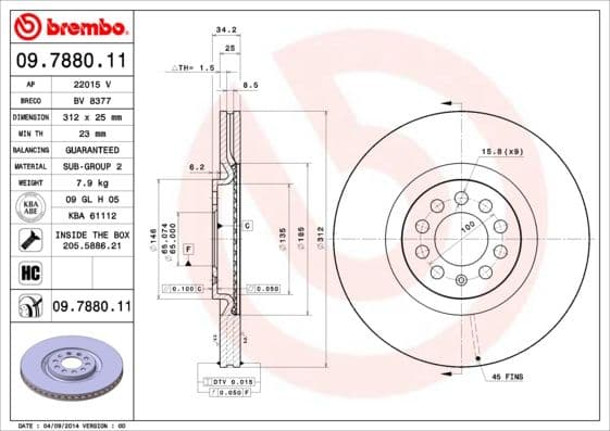 Bremžu diski BREMBO 09.7880.11 1