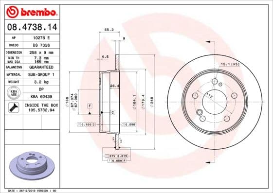 Bremžu diski BREMBO 08.4738.14 1