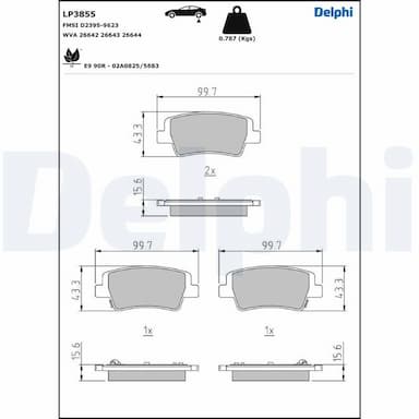 Bremžu uzliku kompl., Disku bremzes DELPHI LP3855 1